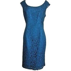 Women's Teal ADRIANNA PAPELL Dress Sleeveless Lace Lined Size 10